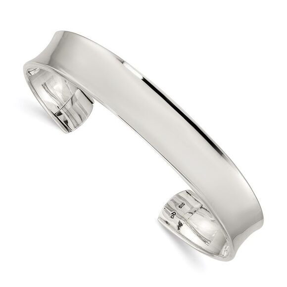 Kazi Luxury Sterling Silver Concave Cuff Bangle